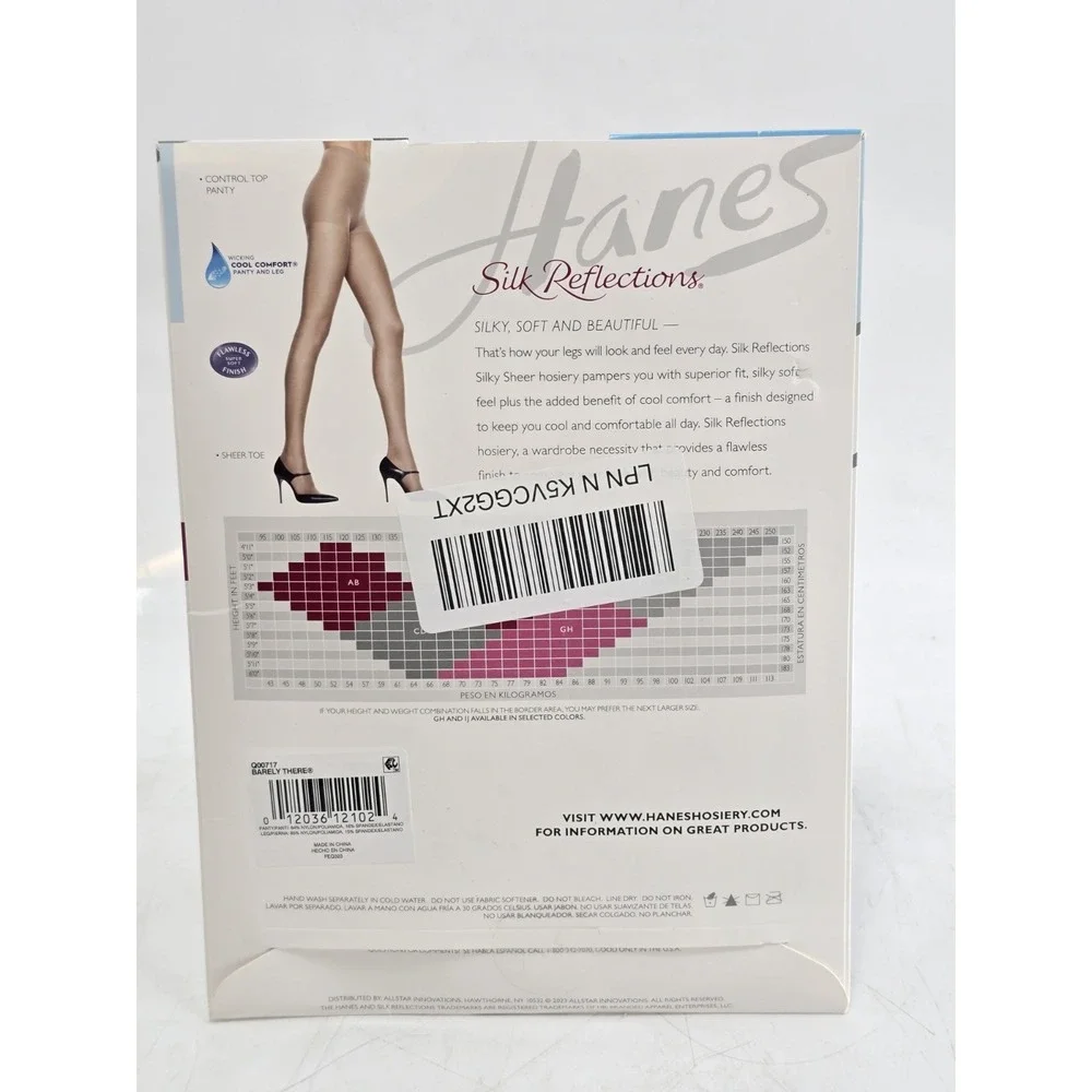 NEW Hanes Silk Reflections Silky Sheer Control Top Pantyhose Barely There AB 717